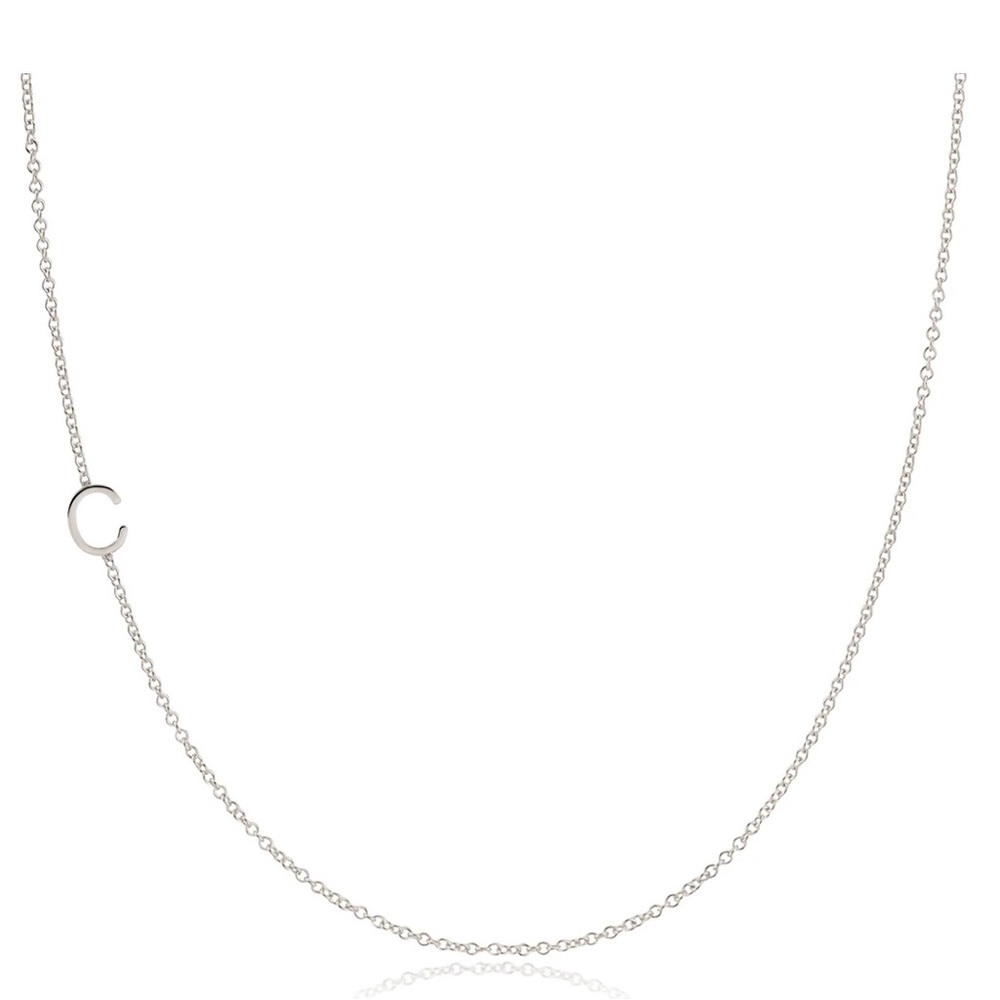 Maya Brenner “C” Initial Necklace, 14K White Gold